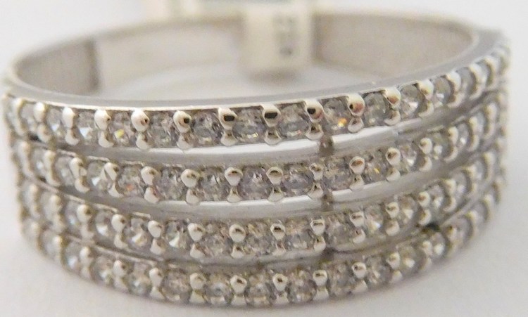 Klenoty Budín Mohutný prsten z bílého zlata posetý mnoha zirkony 585/2,37gr vel. 54 1160741