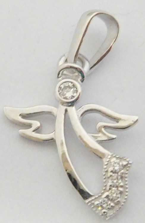 Klenoty Budín Zlatý diamantový přívěsek z bílého zlata s brilianty - zlatý diamantový andělíček 585/0,80gr J-27803-16