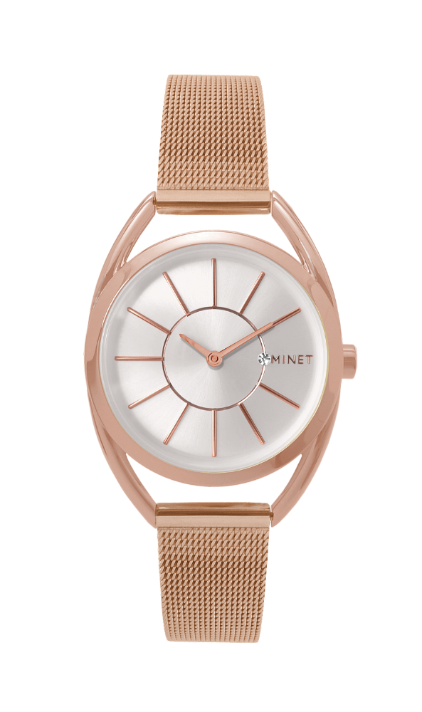 Růžové dámské hodinky MINET ICON ROSE GOLD MESH MWL5015