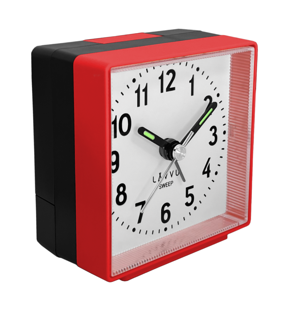 Červený budík LAVVU SWEEP s plynulým chodem LAS3011