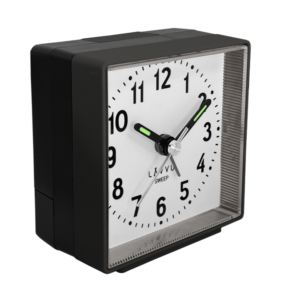 LAVVU Černý budík LAVVU SWEEP s plynulým chodem LAS3010