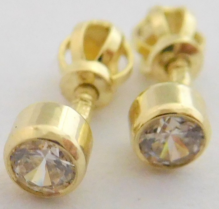 Klenoty Budín Zlaté pecičky se zirkony se zapínáním na šroubek 585/1,33gr HK2378