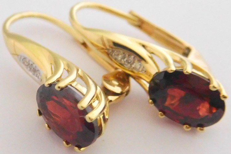 Diamantové zlaté náušnice s diamanty a granáty 2x1,88CT 585/2,35gr 3830905