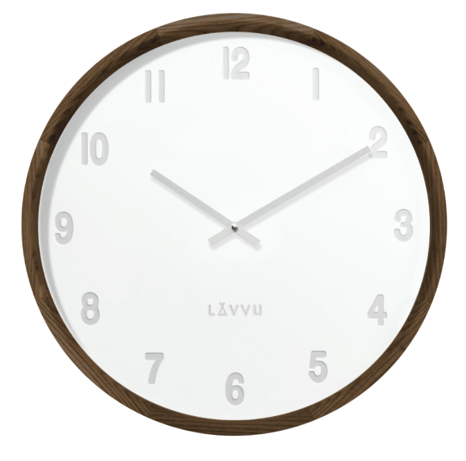 Tmavé dřevěné bílé hodiny LAVVU FADE LCT4061