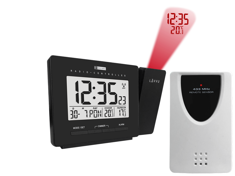 Digitální projekční budík řízený rádiovým signálem LAVVU PROJECTION s češtinou LAR0030