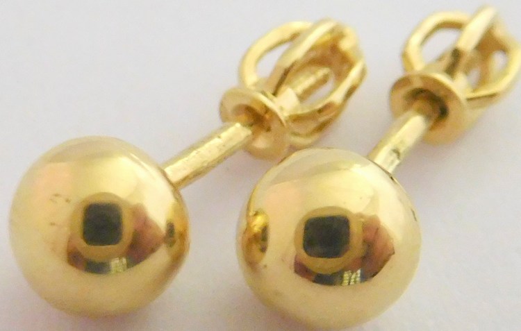 Klenoty Budín Velké zlaté pecičky (pecky 5mm) na šroubek 585/1,77gr H316