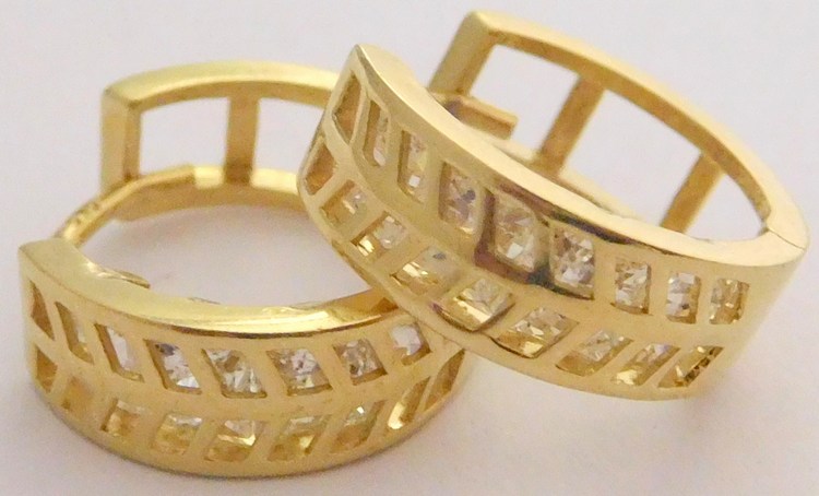 Klenoty Budín Dámské zlaté kruhy se zirkony (celozlaté) 585/2,50gr HK2026