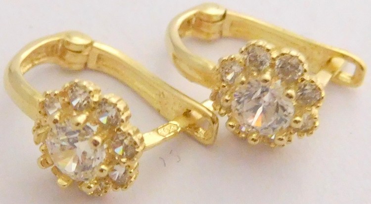 Klenoty Budín Dámské/dívčí zlaté náušnice se zirkony 585/1,26gr HK2014