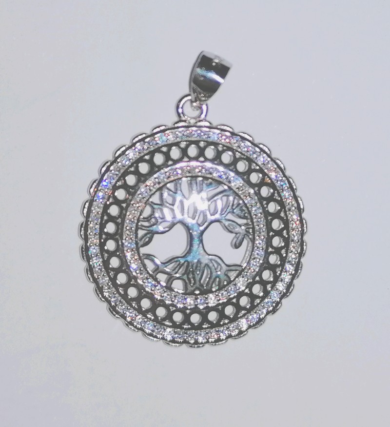 Klenoty Budín Stříbrný přívěšek se zirkony - strom života ve dvojitém kruhu pr. 30mm 0310251