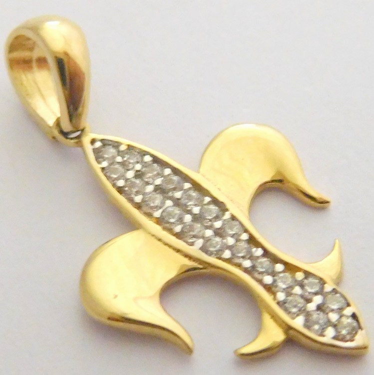 Klenoty Budín Zlatý přívěsek ze žlutého zlata se zirkony 585/0,94gr HK3041