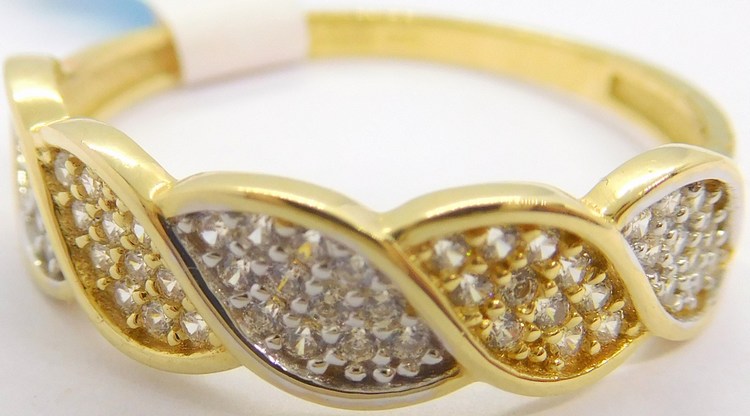 Klenoty Budín Mohutný dámský prsten v kombinaci zlata se zirkony 585/2,15gr vel. 57 HK1009