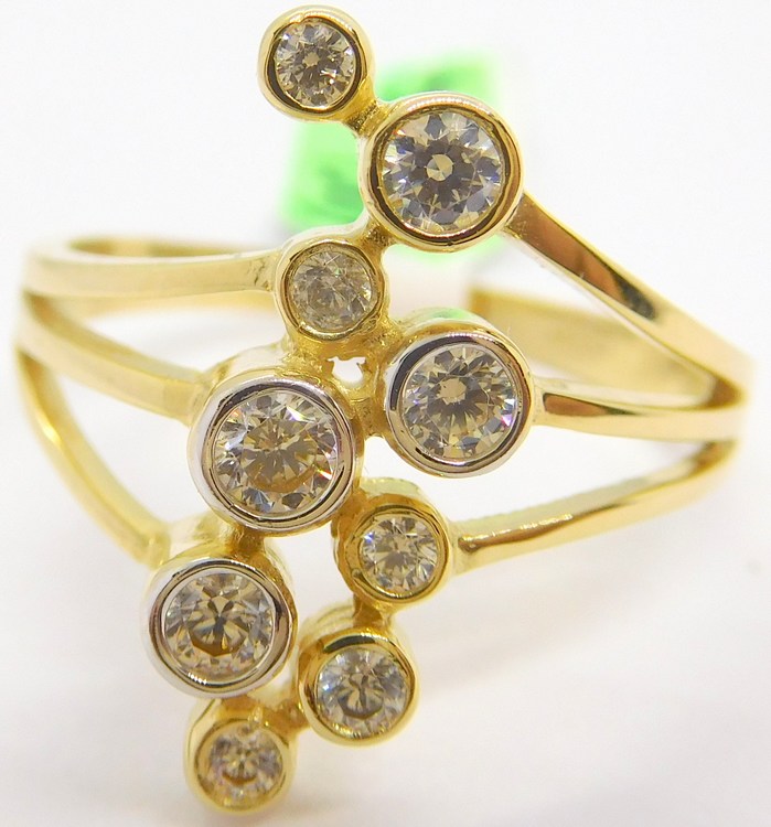 Klenoty Budín Mohutný zlatý prsten se zirkony 585/3,67gr vel. 59 HK1013