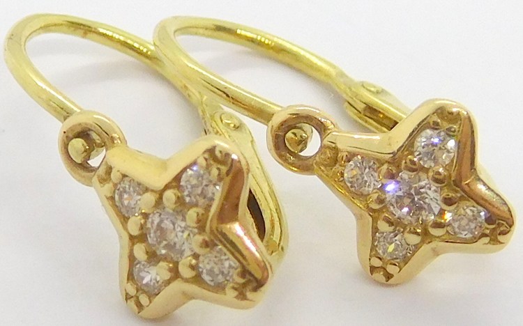 Klenoty Budín Dětské zlaté náušnice ze žlutého zlata se zirkony 585/1,00gr 4030049