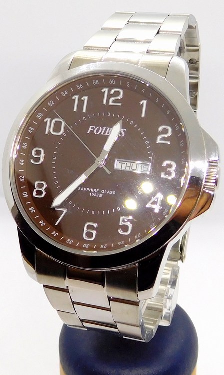 Foibos Pánské vodotěsné přehledné ocelové hodinky Foibos se safírovým sklem CK7090.5