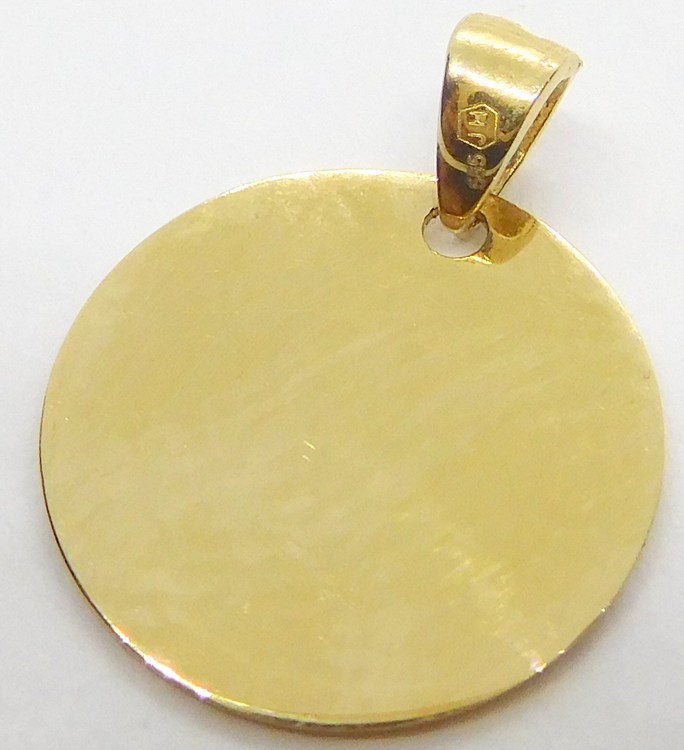 Klenoty Budín Hladký zlatý přívěsek (vhodný pro gravírování) pr. 12mm 585/0,82gr HK3079