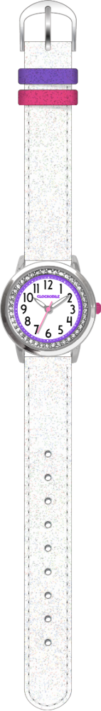 LOCKODILE Bílé třpytivé dívčí dětské hodinky se kamínky CLOCKODILE SPARKLE CWG5121