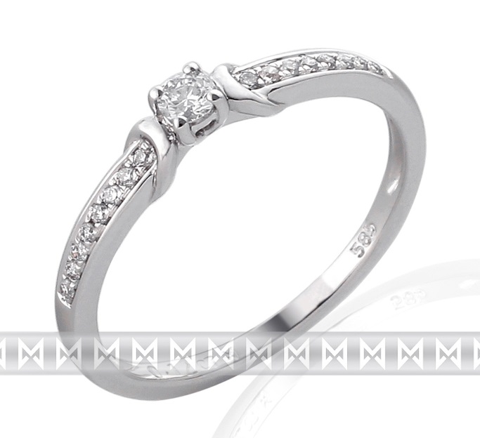 Zásnubní prsten s diamantem, bílé zlato brilianty 3860836-0-54-99
