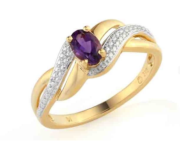 Klenoty Budín Zásnubní luxusní zlatý prsten s fialovým ametystem 0,47ct 3811741