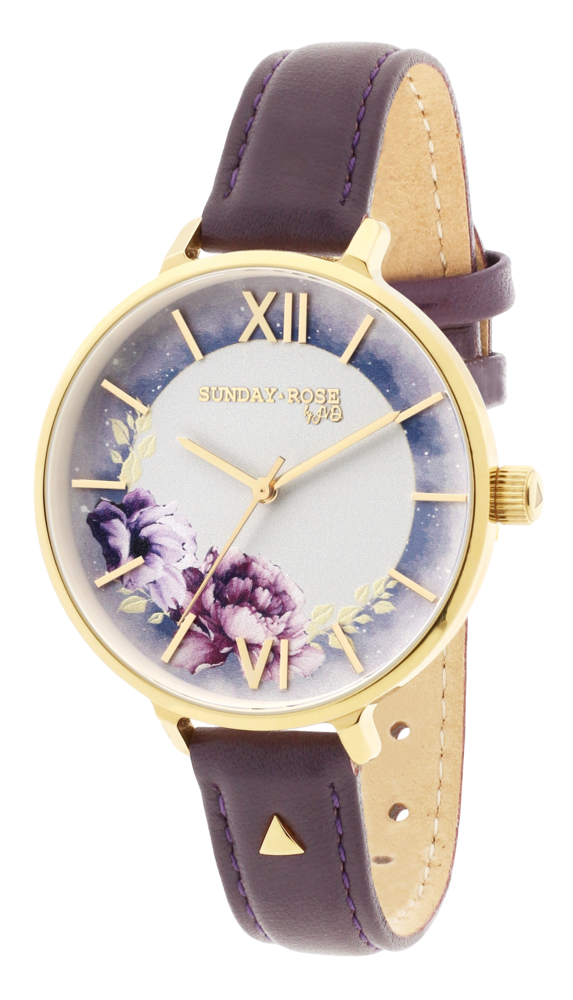 SUNDAY ROSE Dámské luxusní designové hodinky SUNDAY ROSE Enchanted Midnight Sky Leather SUN-E06