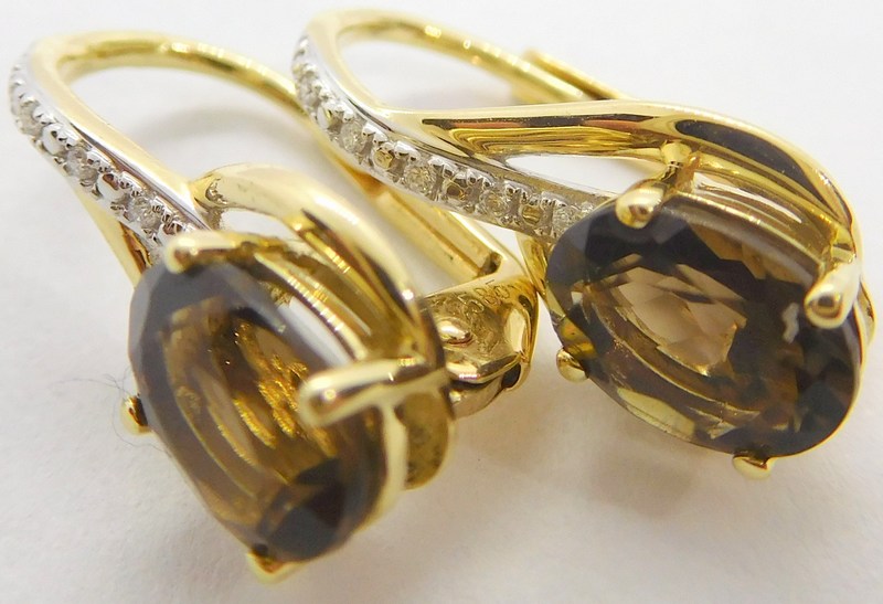 Klenoty Budín Diamantové zlaté náušnice s diamanty a záhnědami 2x1,37CT 585/1,95gr 3834530