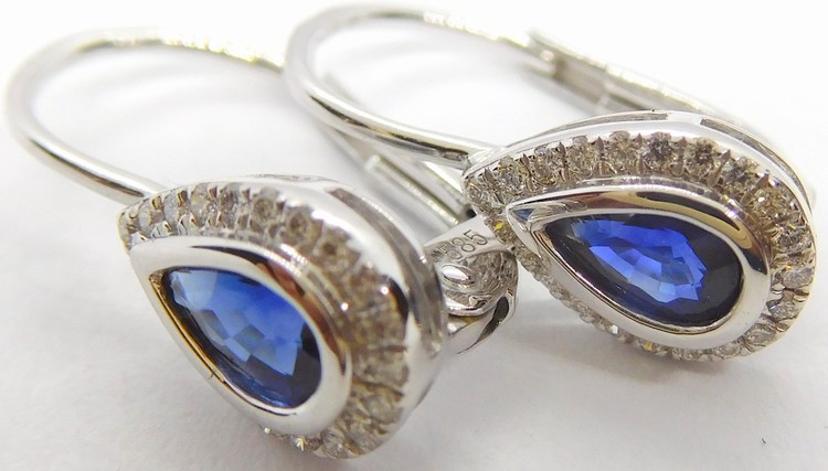 Klenoty Budín Diamantové zlaté náušnice s diamanty a modrými safíry 2x0,53CT 585/1,70gr 3881353