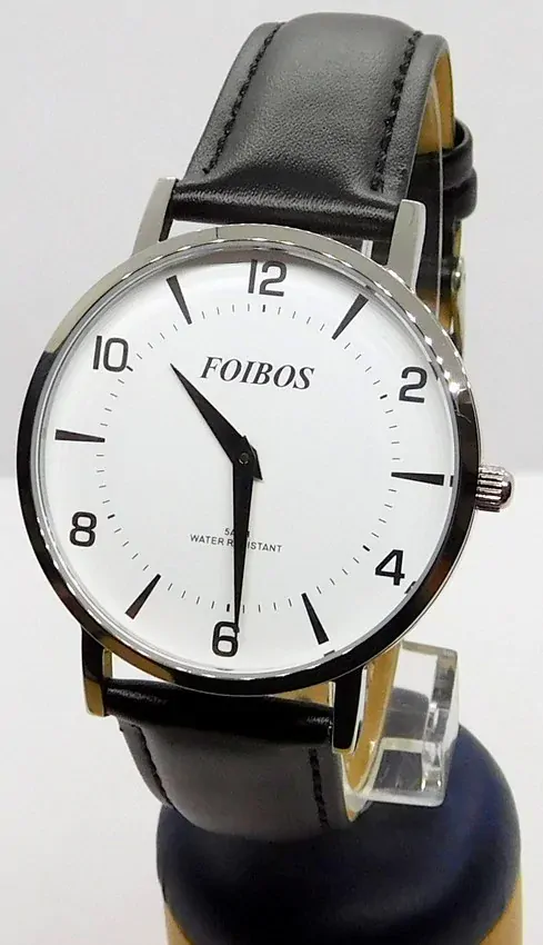 Foibos Pánské elegantní černé ocelové voděodolné hodinky Foibos CK1647.1 - 5ATM