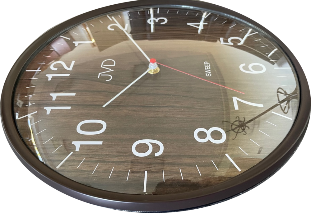 JVD Netikajcí analogové tiché hodiny v imitaci dřeva JVD HA17.3