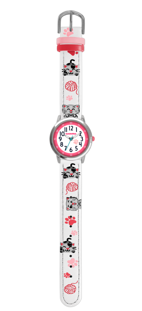 CLOCKODILE Bílé dívčí dětské hodinky KOČKY CWG5140