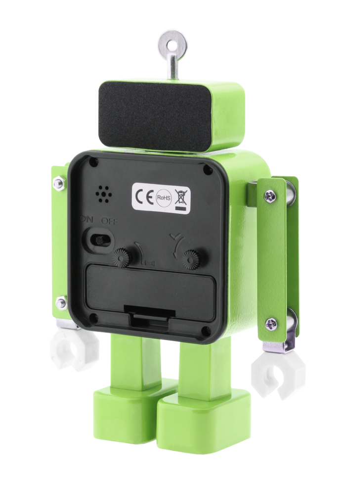 JVD Tichý hravý zelený netikající dětský budík JVD ROBOT SRP2305.1