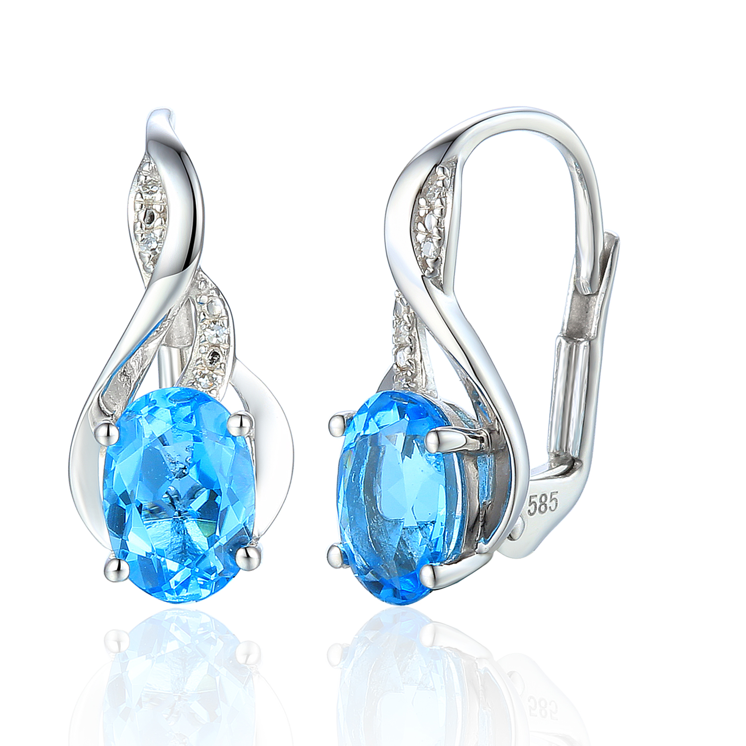 Klenoty Budín Zlaté diamantové náušnice s brilianty a modrými topazy 585/1,97gr 3884555-0-0-93