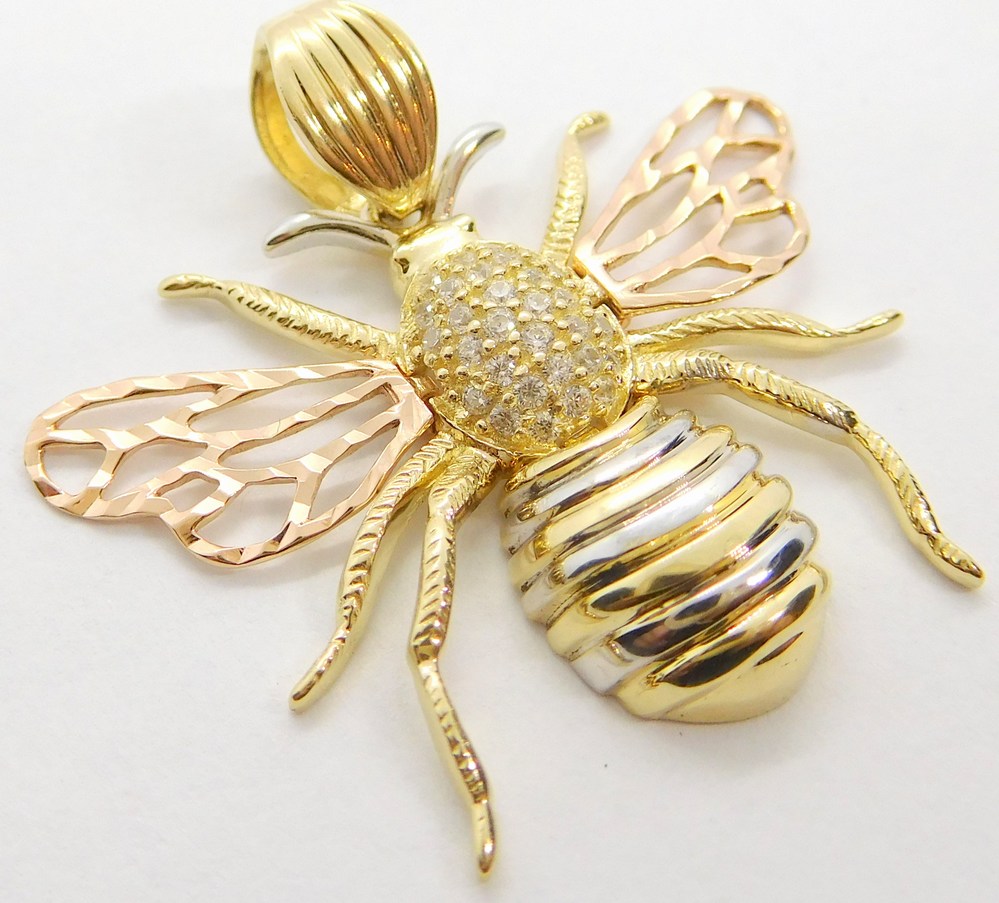 Klenoty Budín Mohutný zlatý přívěsek - včelka ze tří barev zlata 585/2,96gr HK3110