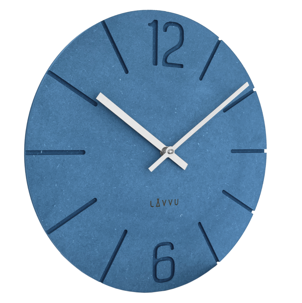 LAVVU Modré design hodiny Natur vyrobené v Čechách ⌀34cm LCT5022