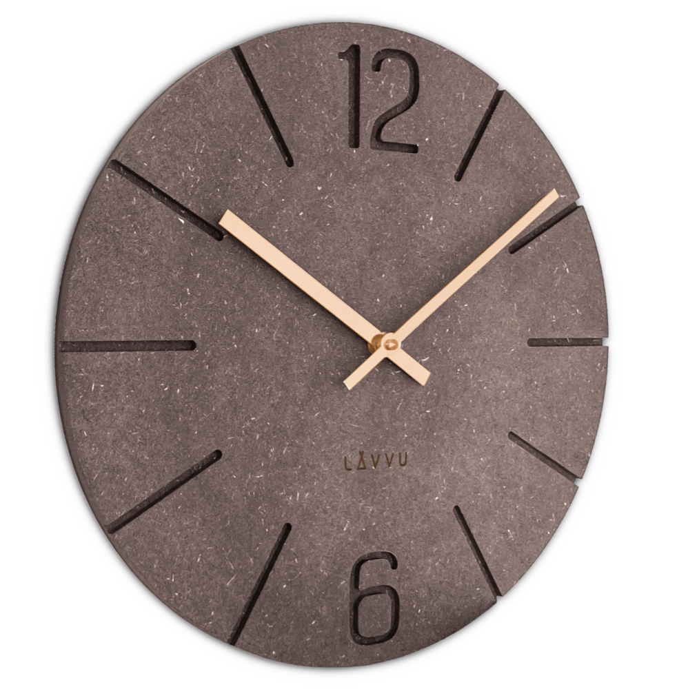 LAVVU Hnědé designové hodiny Natur vyrobené v Čechách ⌀34cm LCT5024