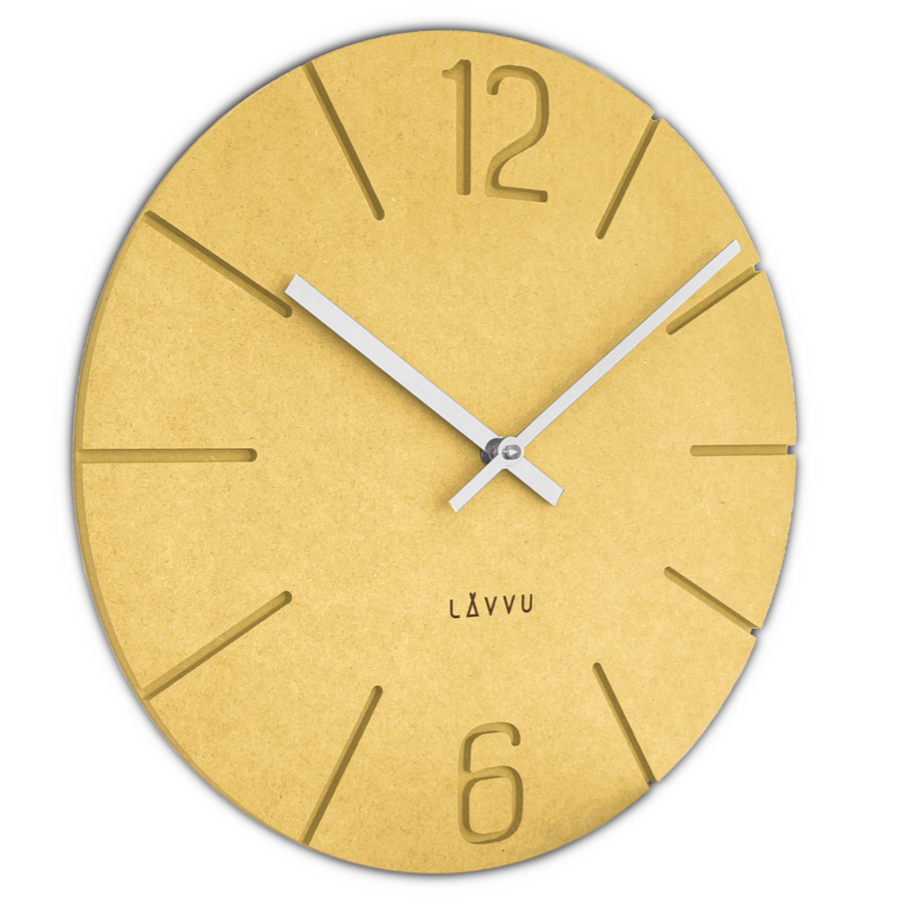 LAVVU Žluté hodiny Natur vyrobené v Čechách ⌀34cm LCT5026