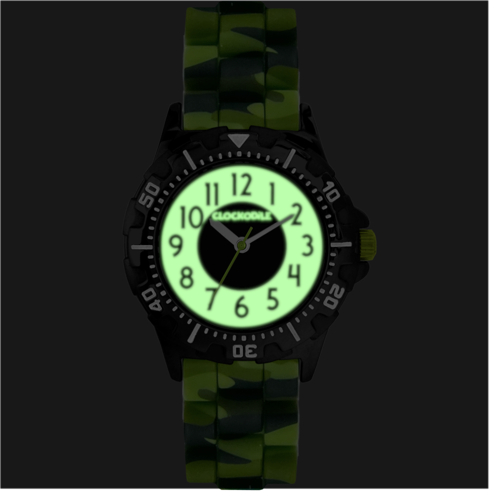 CLOCKODILE Zelené svítící maskáčové sportovní chlapecké dětské hodinky SPORT 4.0 CWB0083
