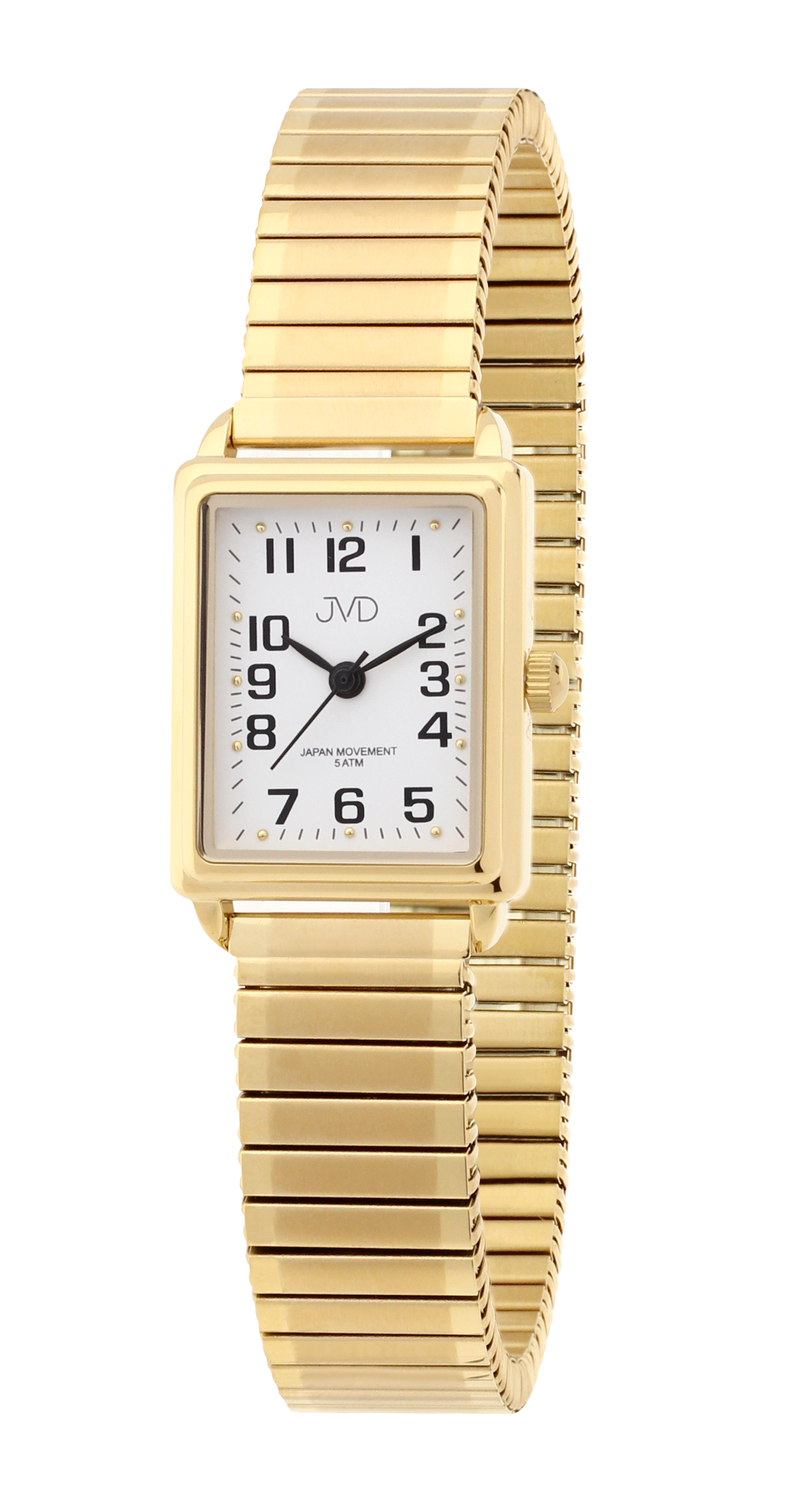 Pozlacené elegantní hranaté ocelové hodinky JVD steel J4072.4 - unisex s pérovacím páskem