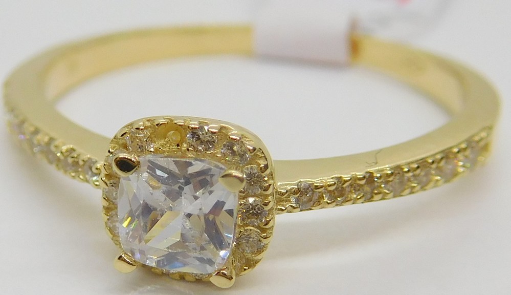 Klenoty Budín Dámský zásnubní zlatý prsten se zirkony 585/2,07gr vel. 61 HK1109