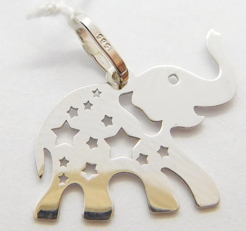 Klenoty Budín Zlatý přívěsek z bílého zlata - slon pro štěstí 585/0,56gr H052