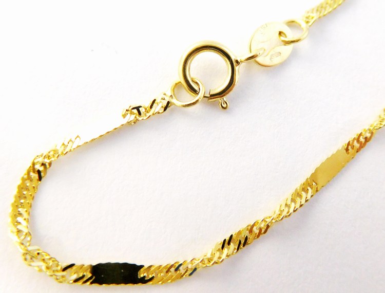 Klenoty Budín Zlatý pevný silný náramek twist s destičkami 585/0,78gr 18cm HK7142