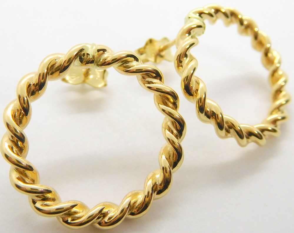 Klenoty Budín Dámské peckové gravírované zlaté náušnice na puzetku 585/2,10gr HK2211