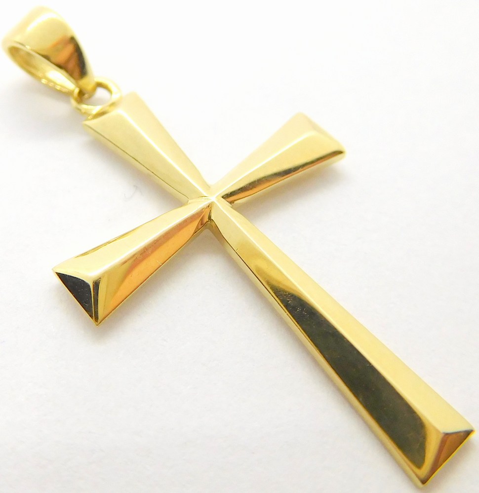 Klenoty Budín Dámský hladký zlatý přívěsek - křížek 585/1,02gr HK3156