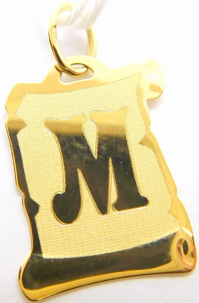 Klenoty Budín Zlatý přívěsek na pergamenu s gravírováním - písmenko M 585/0,48gr GUPYN-85221