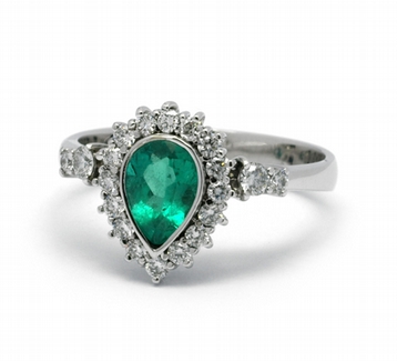 Klenoty Budín Diamantový prsten se zeleným smaragdem (0,789ct) 585/3,79 gr  J-22261-13 POŠTOVNÉ ZDARMA!