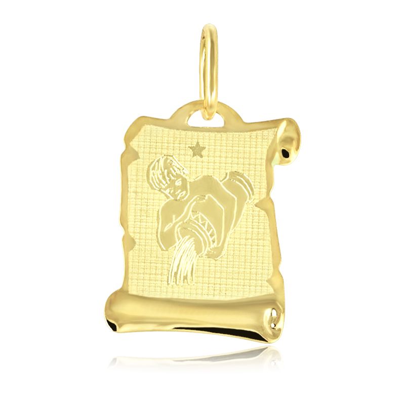 GEMMAX Zlatý přívěsek na pergamenu s gravírováním - znamení VODNÁŘ 585/0,50gr GUPYN-58071 