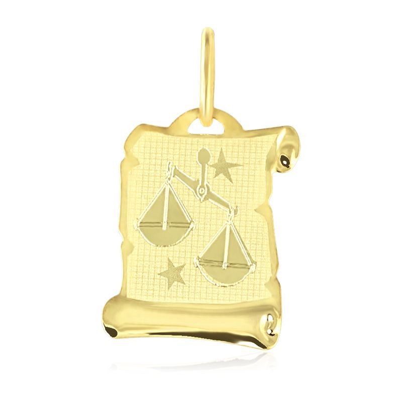 GEMMAX Zlatý přívěsek na pergamenu s gravírováním - znamení VÁHY 585/0,50gr  GUPYN-58001 