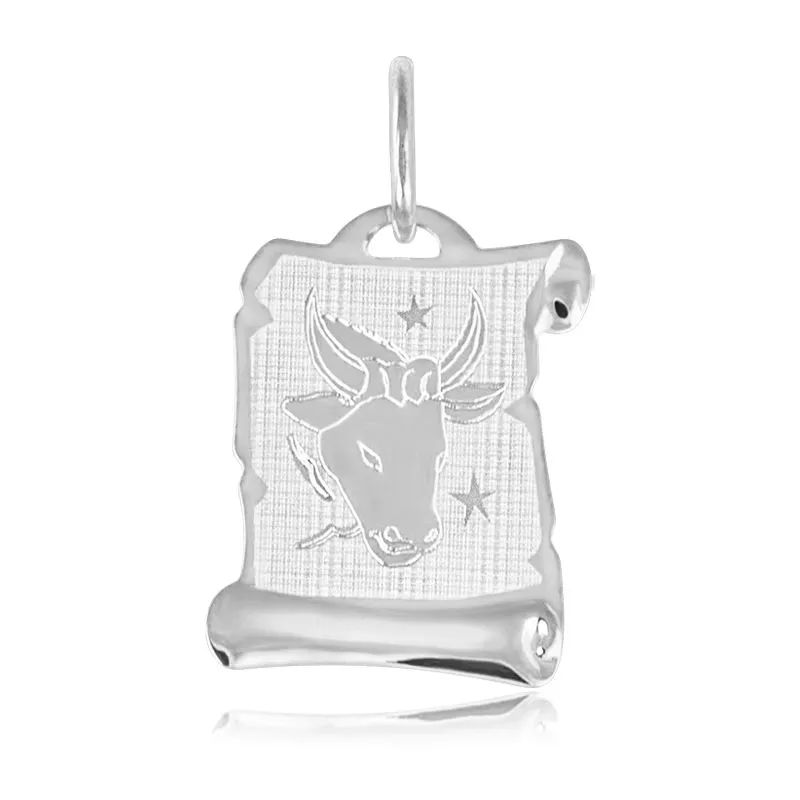 GEMMAX Zlatý přívěsek na pergamenu s gravírováním v bílém zlatě - znamení BÝK 585/0,55gr GUPWN-58291 