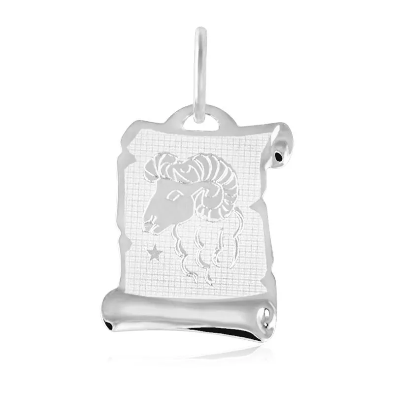 GEMMAX Zlatý přívěsek na pergamenu s gravírováním v bílém zlatě - znamení BERAN 585/0,55gr GUPWN-58211