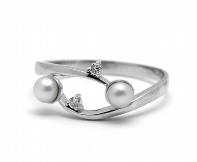 Luxusní diamantový prsten se sladkovodními perlami 585/2,90 gr J-21892-12 POŠTOVNÉ ZDARMA!