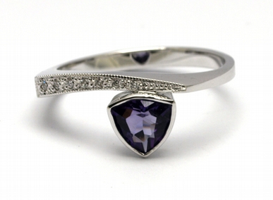 Luxusní zásnubní diamantový prsten s ametystem 585/2,89 gr J-21596-12 POŠTOVNÉ ZDARMA!