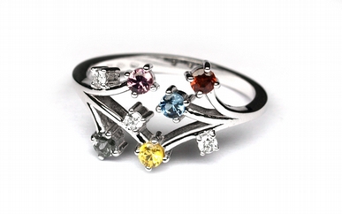 Diamantový prsten s 5ti přírodními kameny 585/2,92 gr J-19900-11 POŠTOVNÉ ZDARMA!